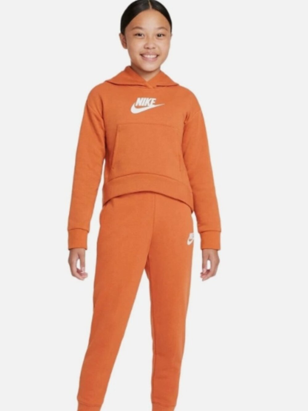 Nike Sportswear Club Fleece Girls' Hoodie (Burnt Orange) Size XS